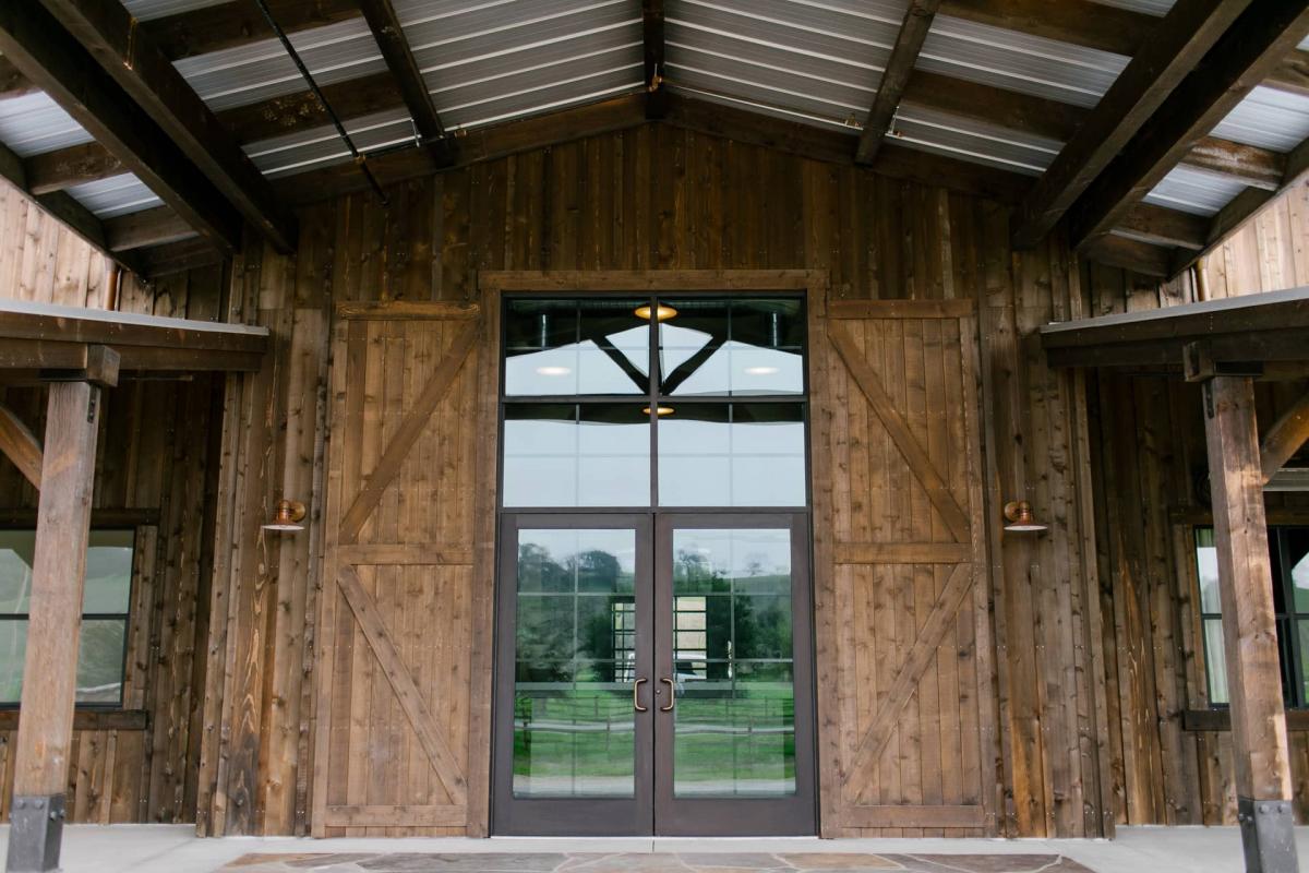 Front Doors to Petros Winery for a Rehearsal Dinner